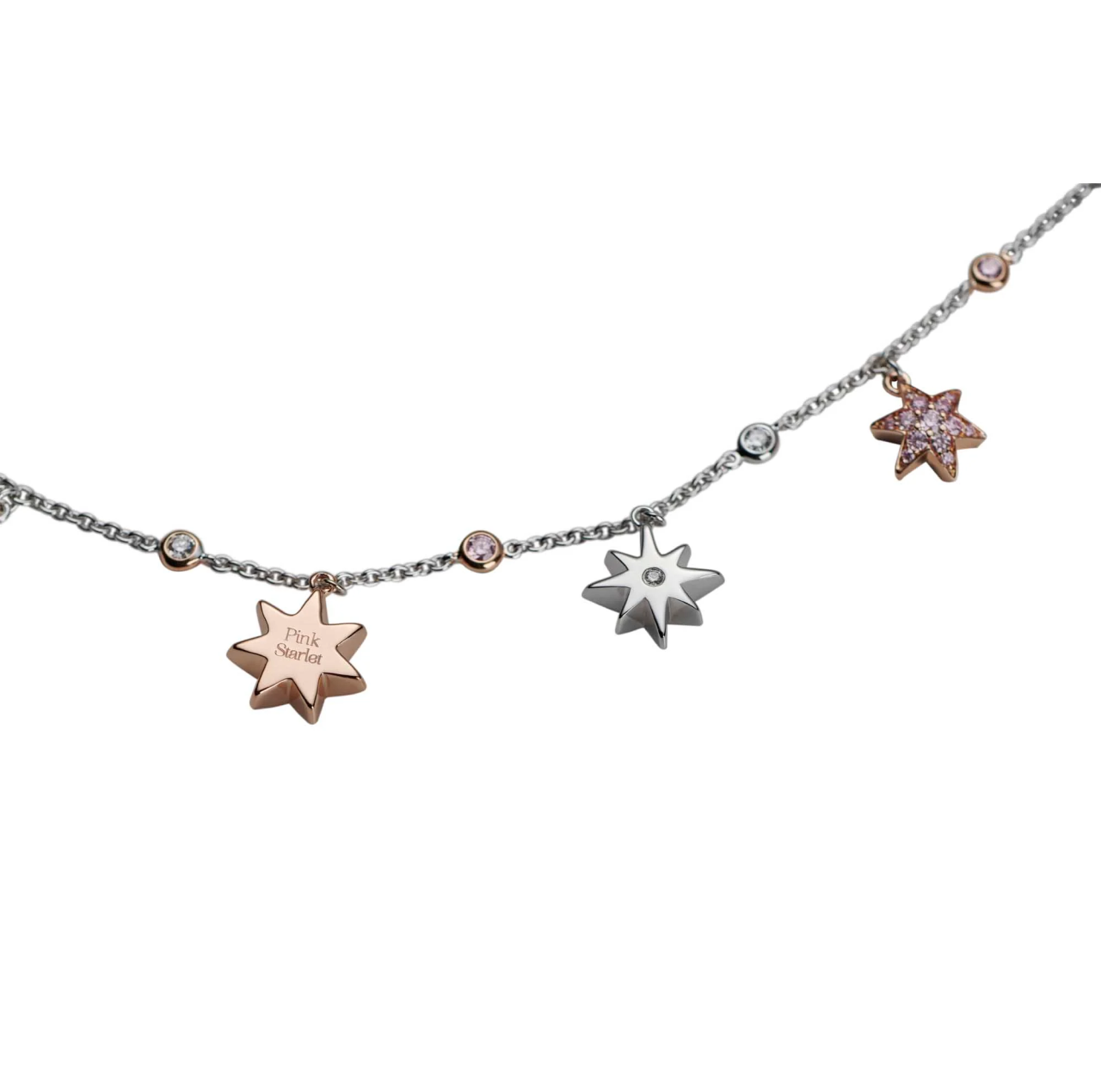 The Pink Starlet- 18ct white and rose gold Australian pink diamond necklace