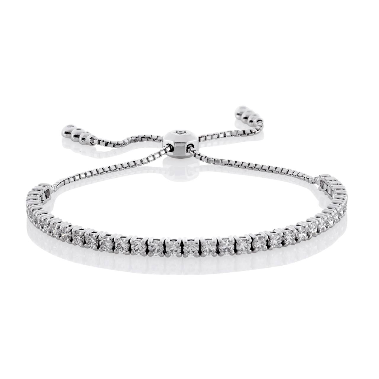 18ct white gold diamond adjustable bracelet