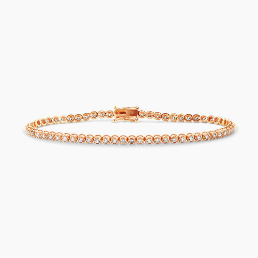 18ct rose gold 62=1.30ct diamond tennis bracelet