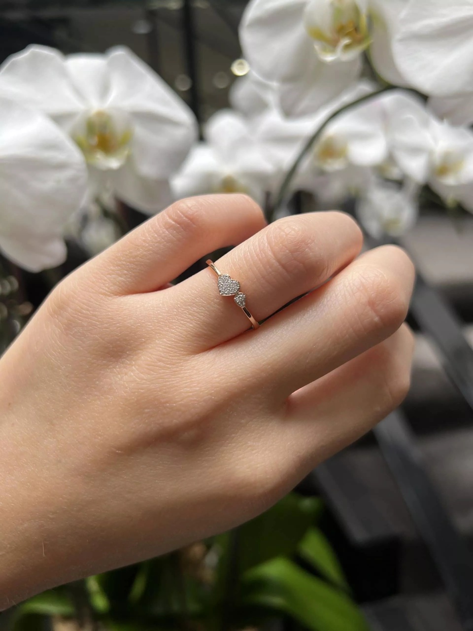 18ct rose gold diamond pave set heart ring