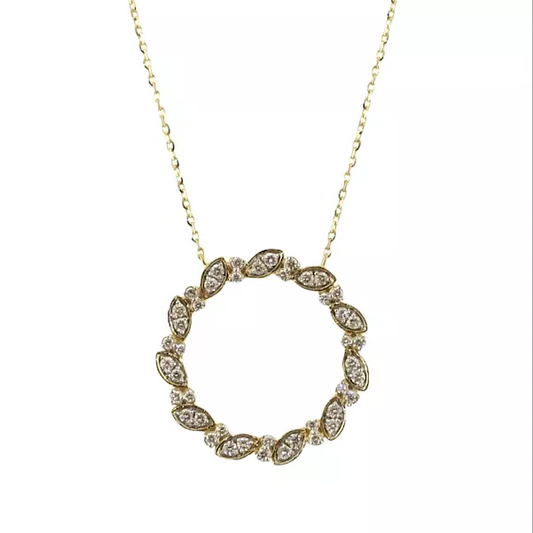 18ct yellow gold diamond circle necklace