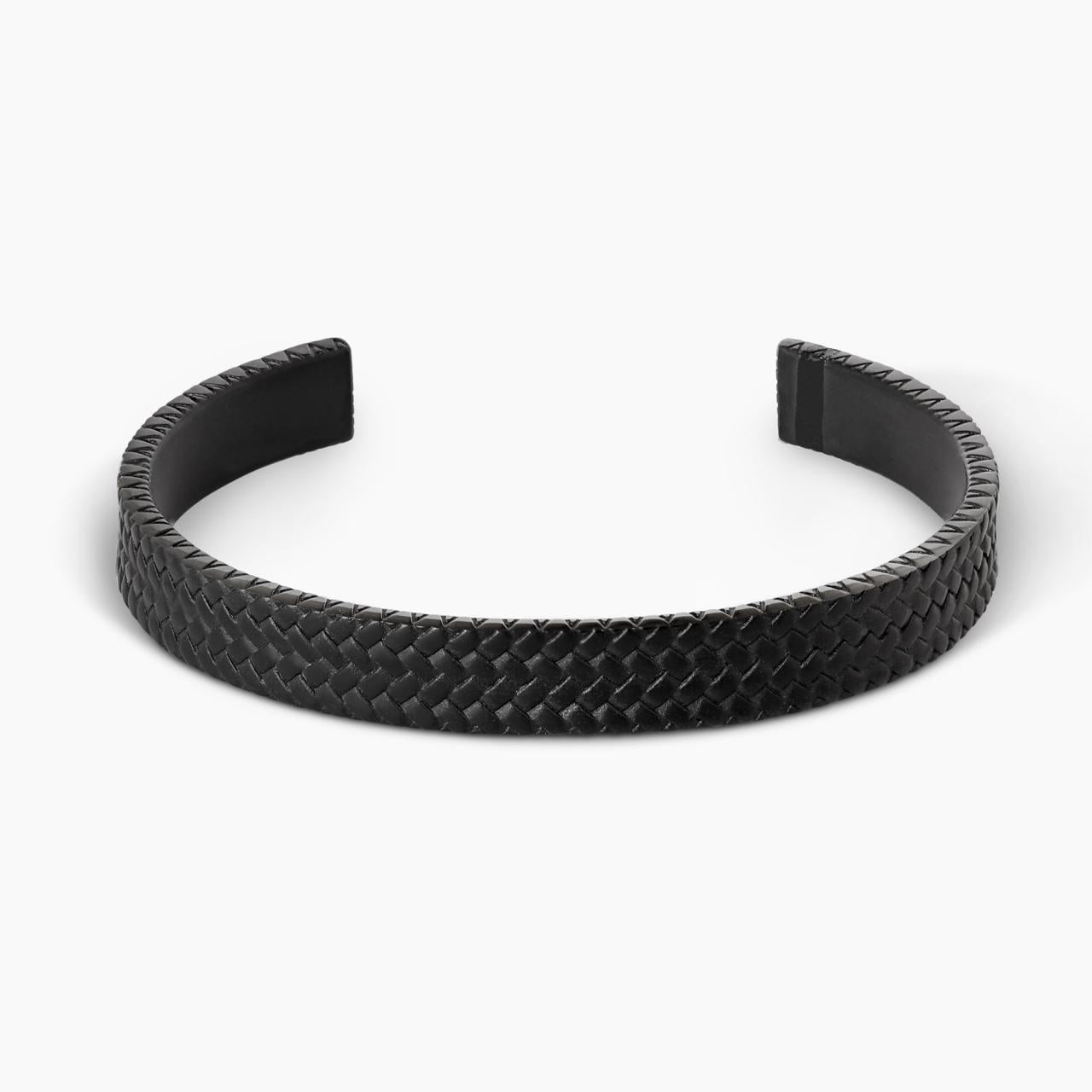 Ion Plated black stainless steel tyre pattern mens cuff