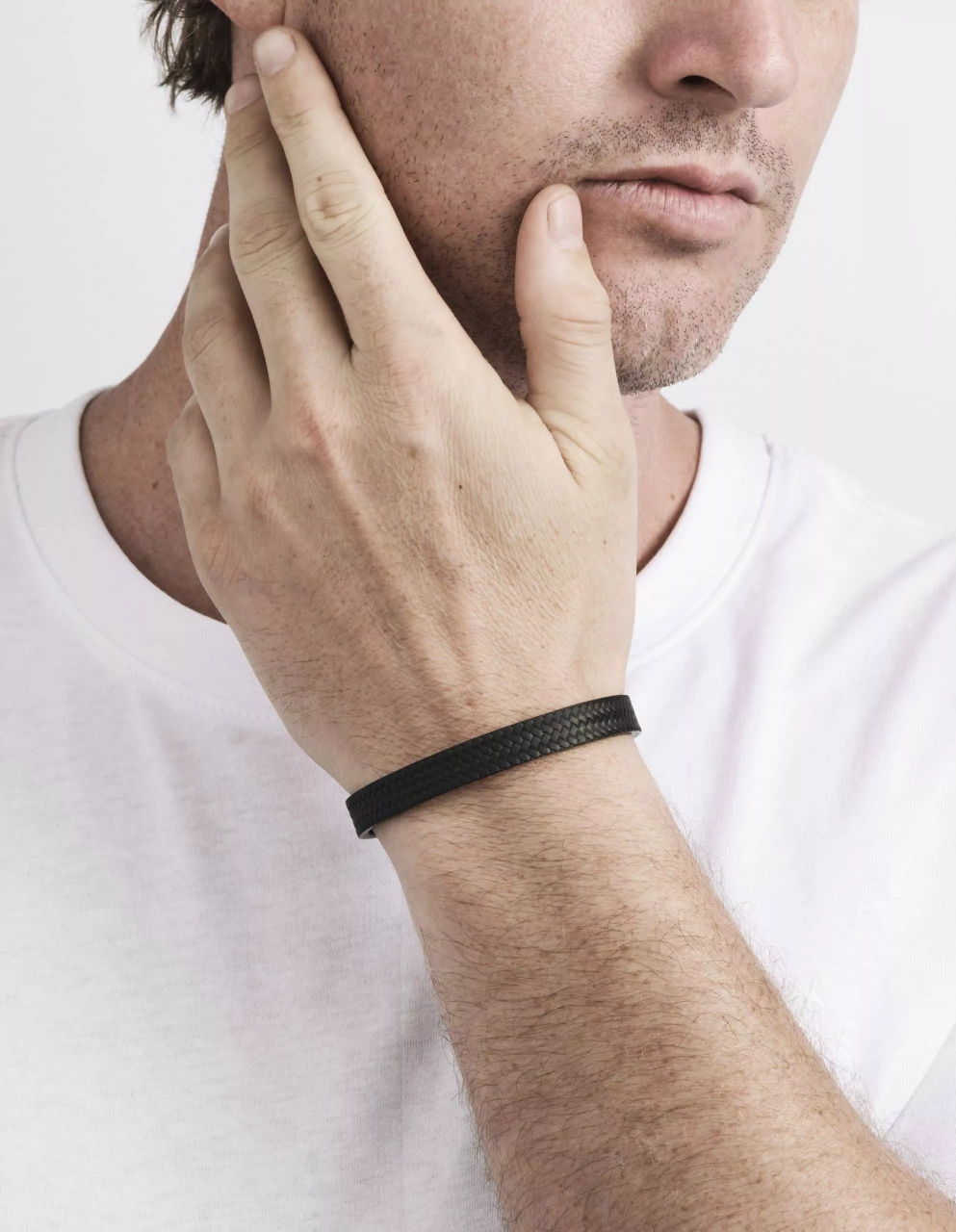 Ion Plated black stainless steel tyre pattern mens cuff