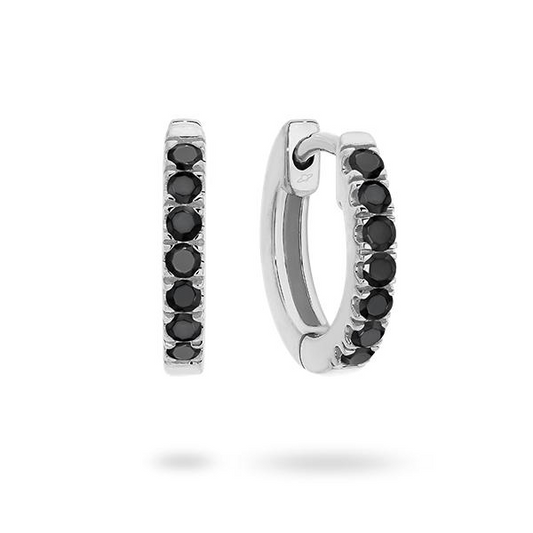 18ct white gold 14=0.28ct black diamond hoop earrings