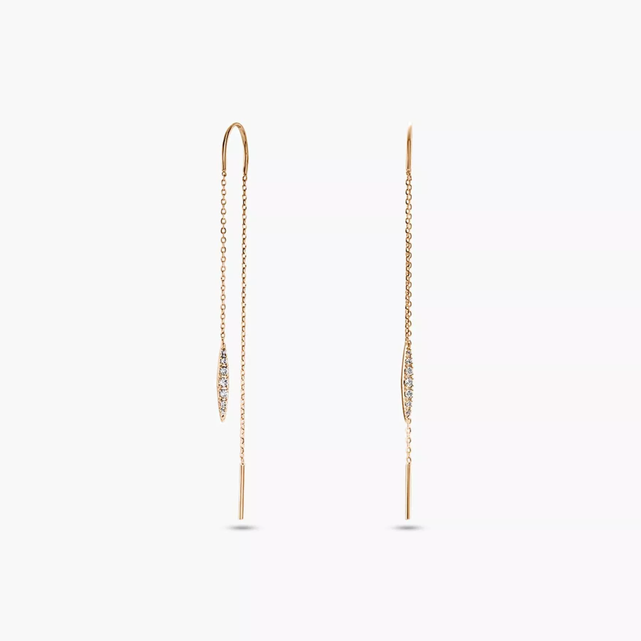 18ct rose gold claw set round diamond drop earrings