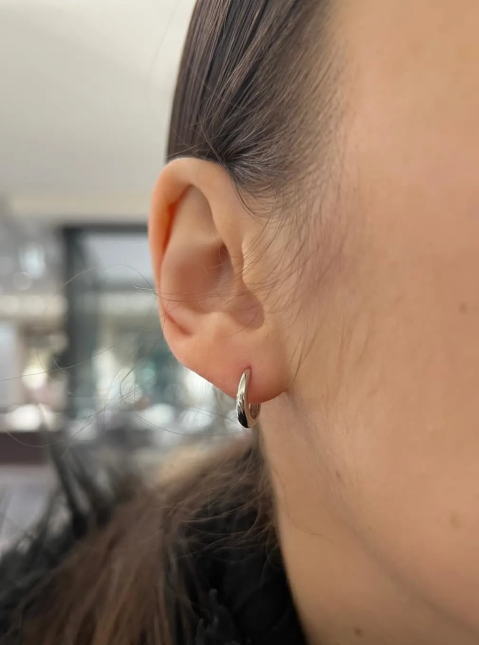 18ct white gold small hoop earrings