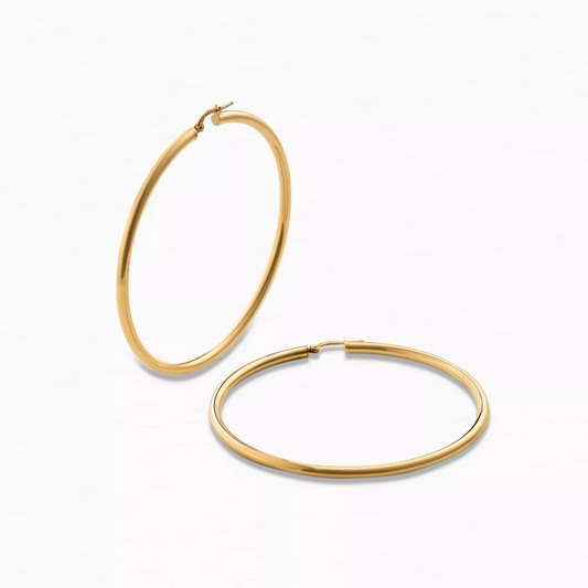 18ct yellow gold large hoop earrings 60mm