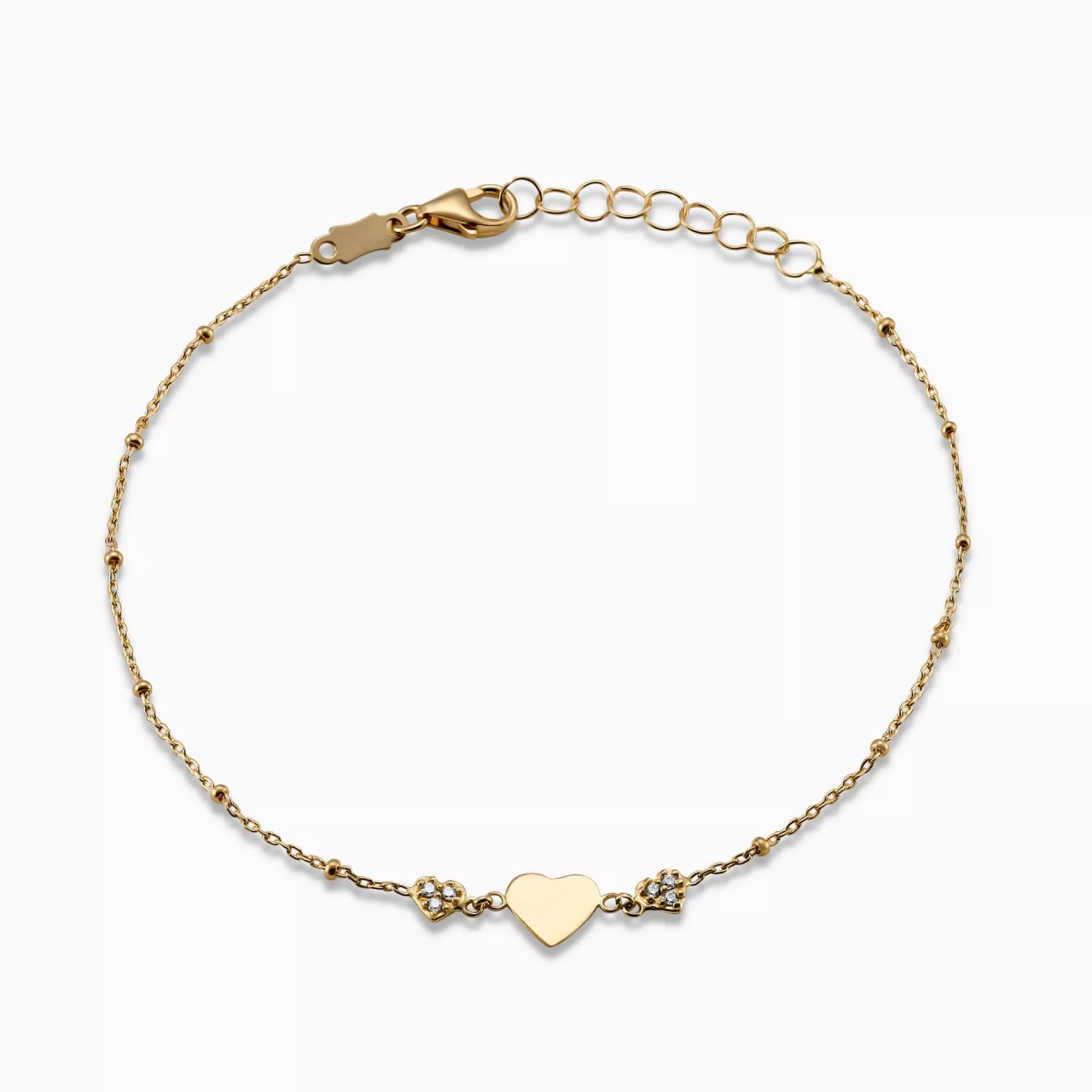 18ct yellow gold cubic zirconia hearts bracelet