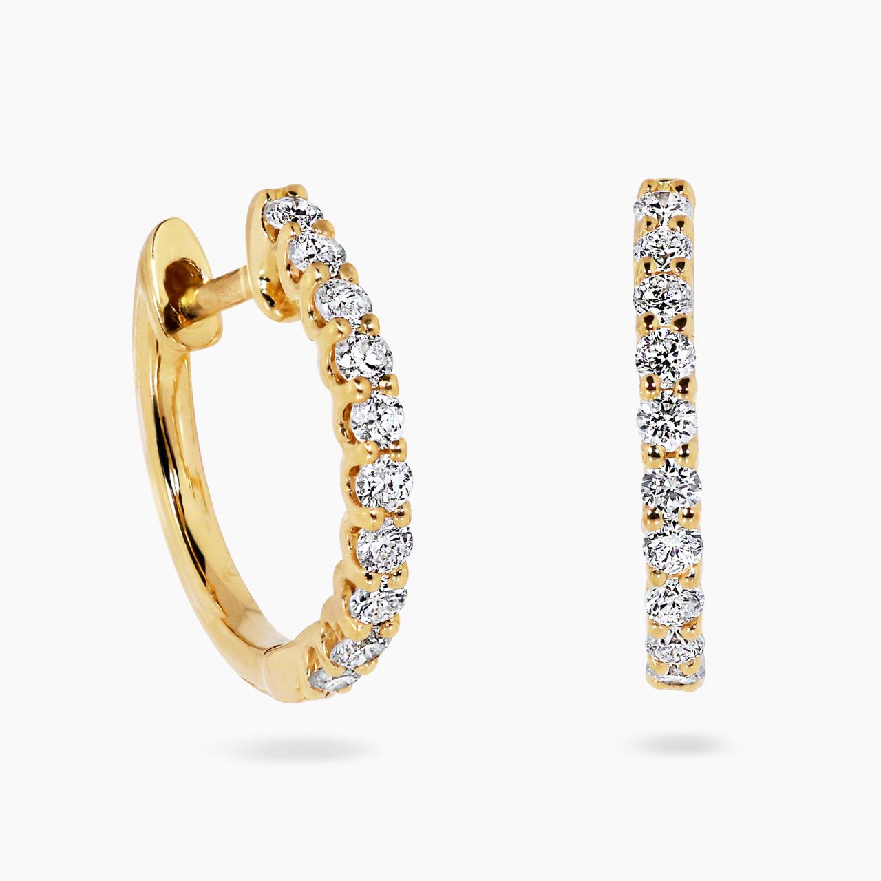 18ct yellow gold 20=0.25ct diamond hoop earrings
