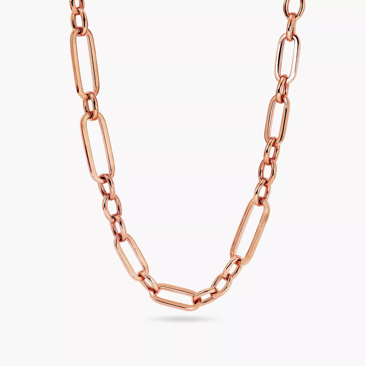 18ct rose gold 42cm paperclip link necklace