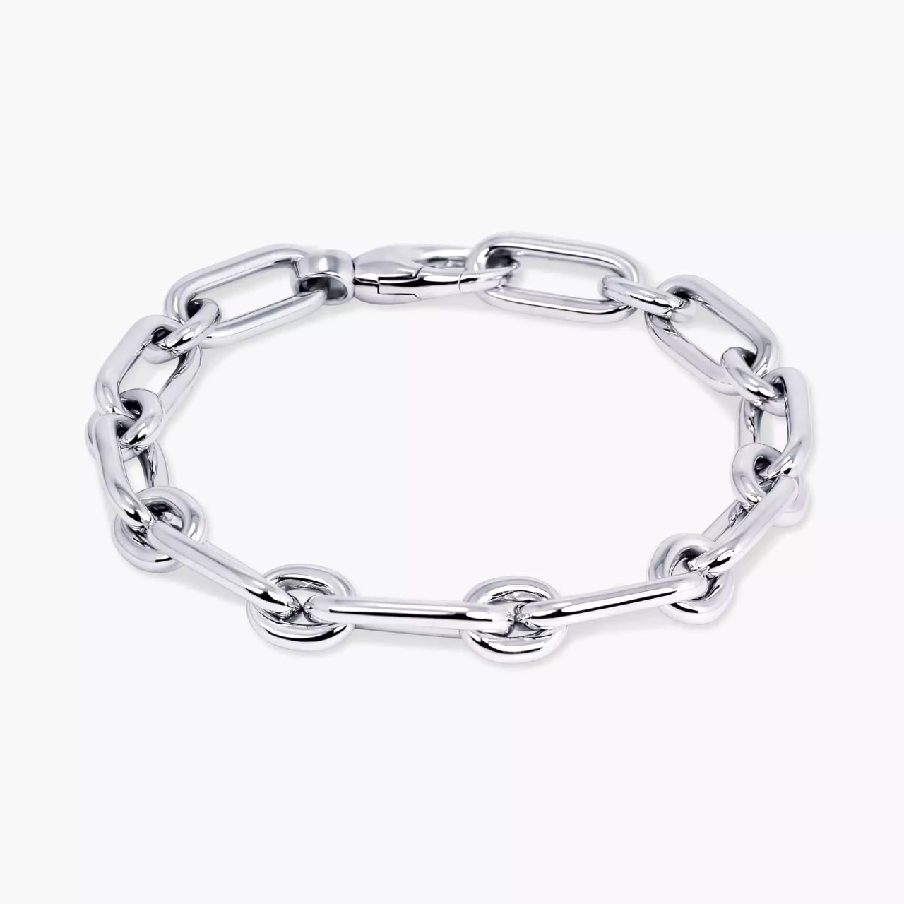 18ct white gold paperclip link bracelet