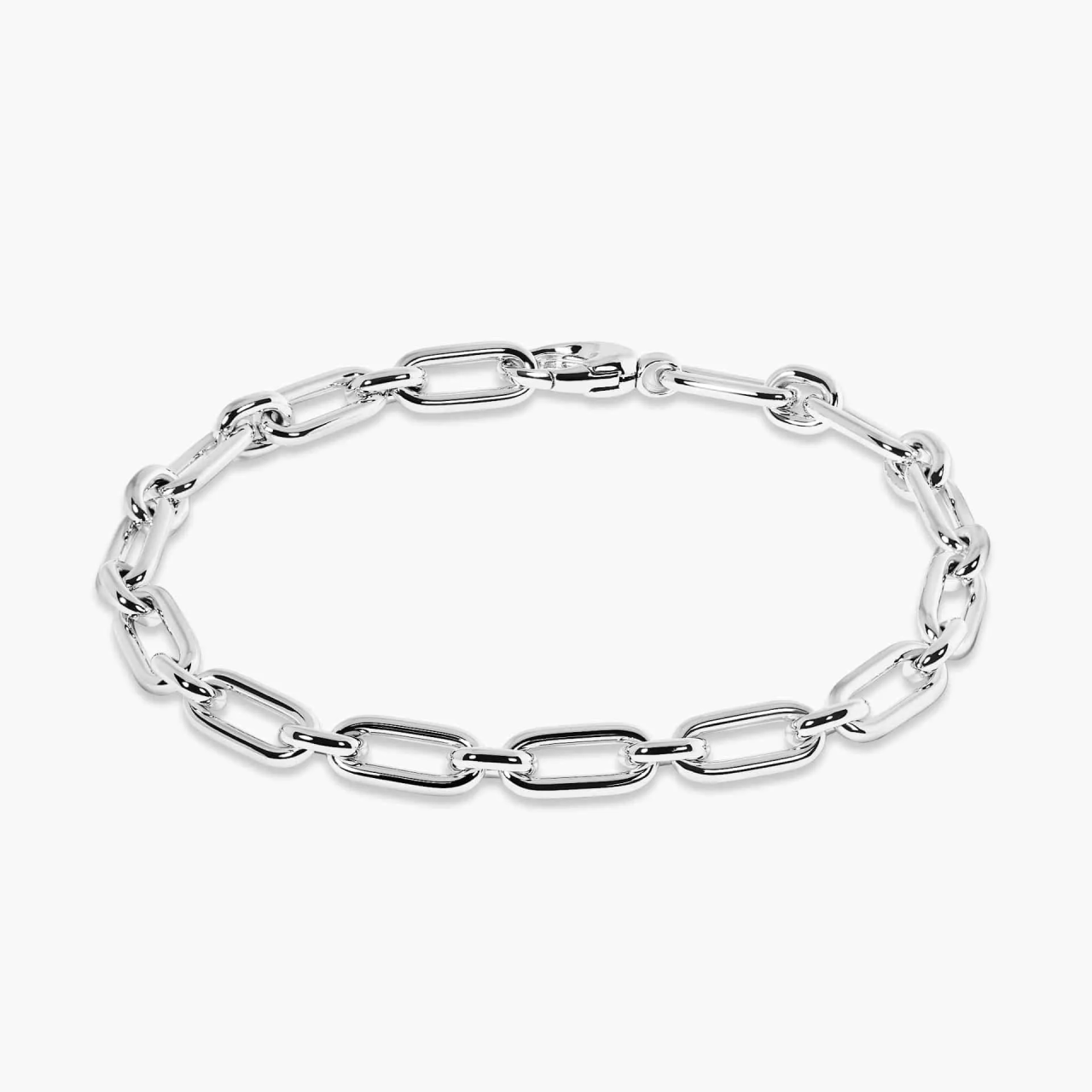 18ct white gold paperclip link 21cm bracelet