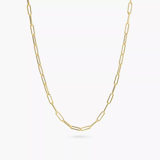 18ct yellow gold fine paperclip link necklace