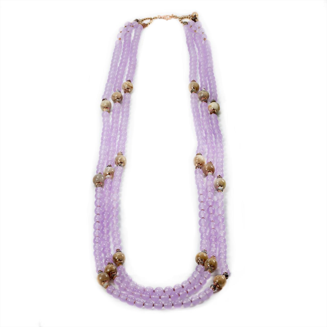 Jade and Amethyst layered beaded necklace