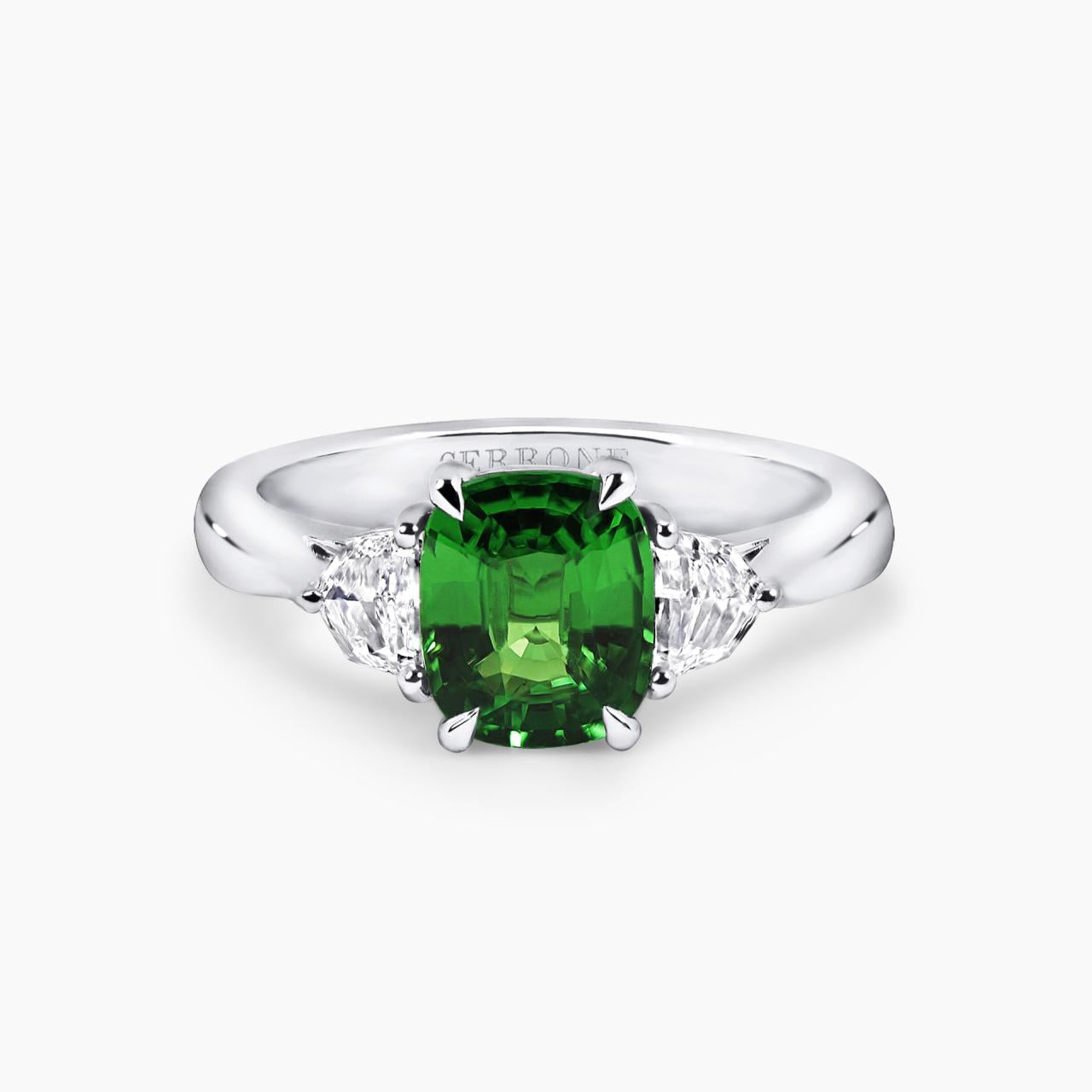 18ct white gold 1.99ct tsavorite garnet and diamond ring