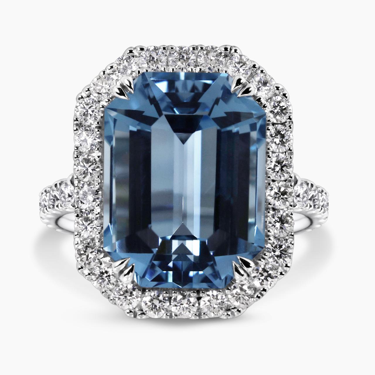 18ct white gold 11.29ct Santa Maria aquamarine and diamond ring