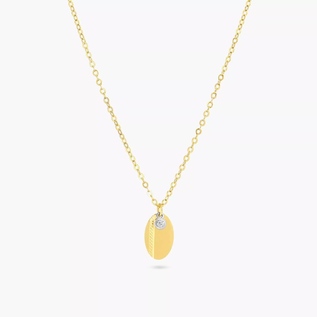 18ct yellow gold oval diamond necklace