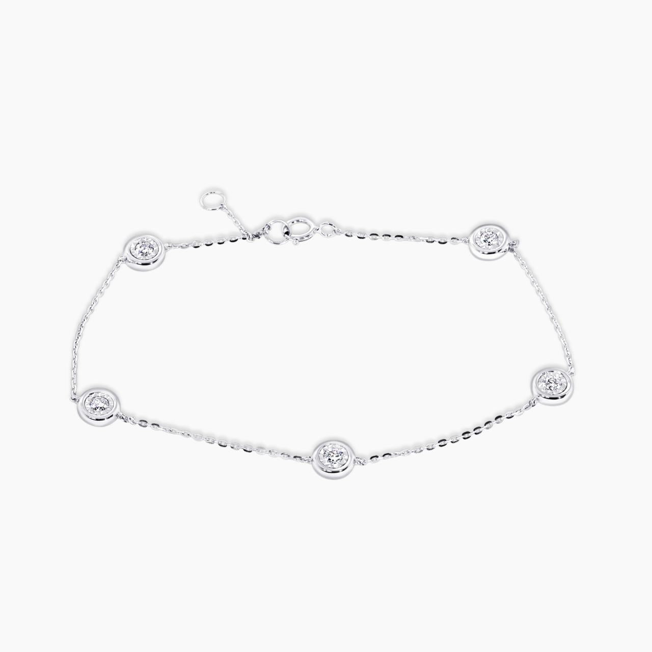 18ct white gold 5=0.25ct round diamond bracelet