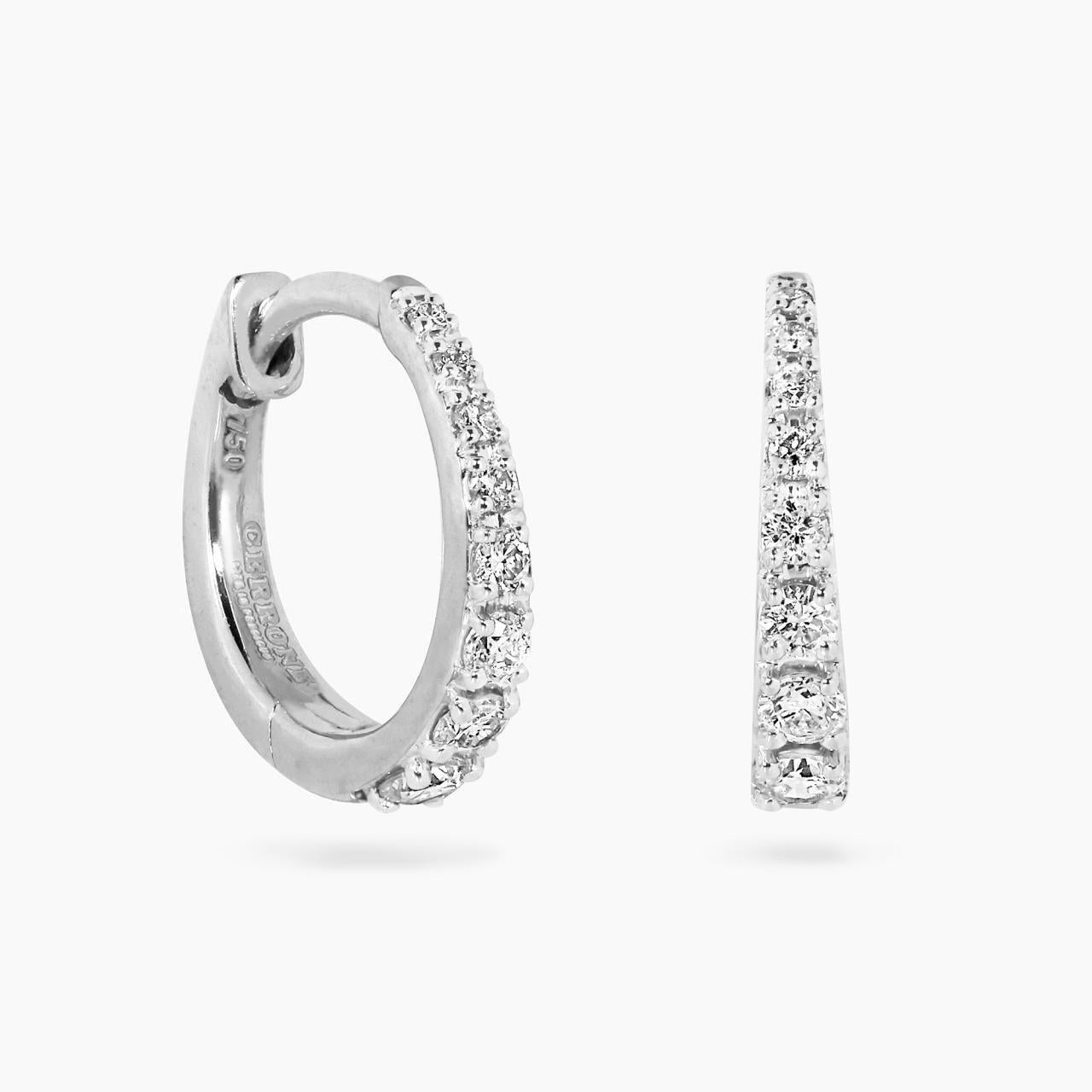 18ct white gold round brilliant cut diamond hoop earrings