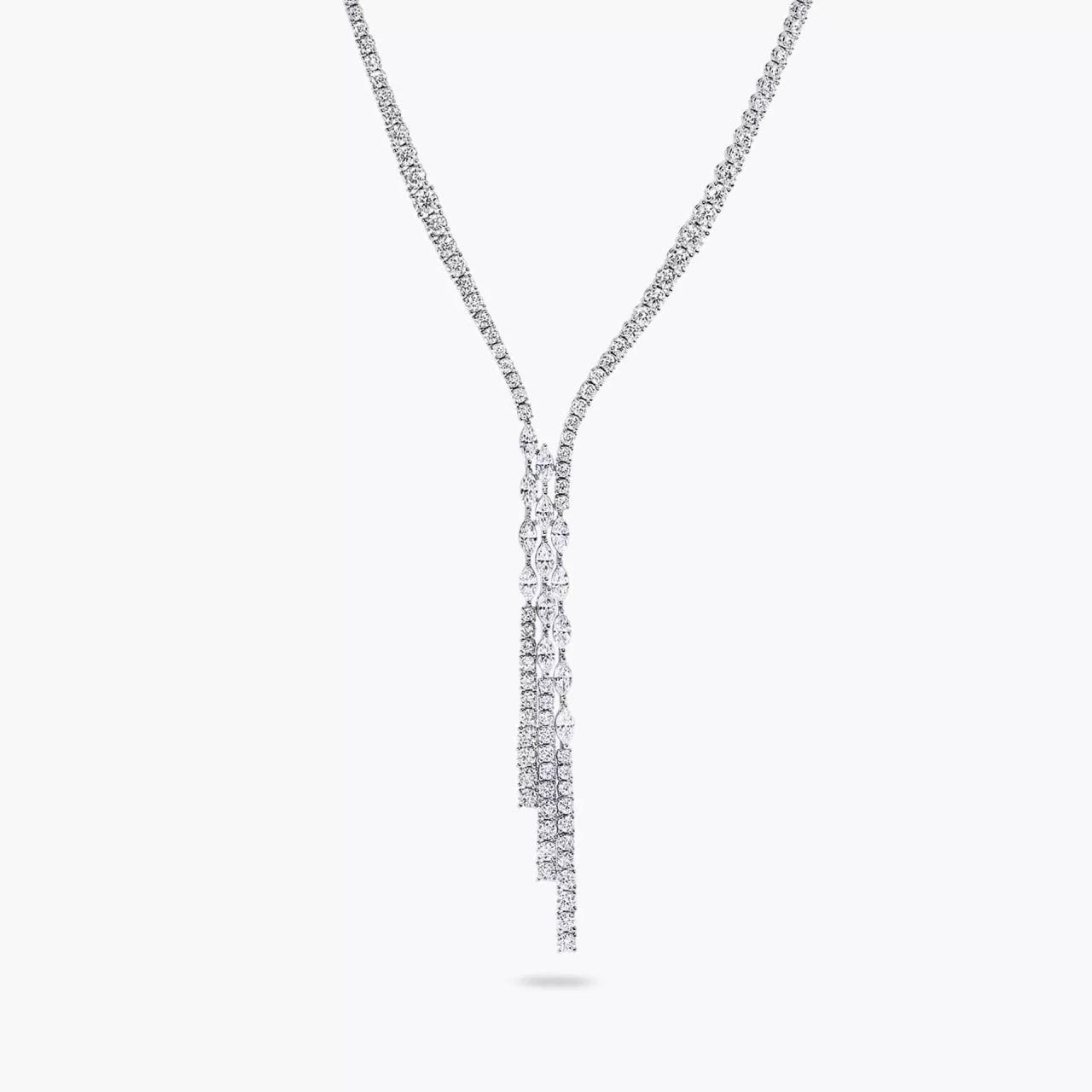 18ct white gold marquise and round diamond tennis necklace – House