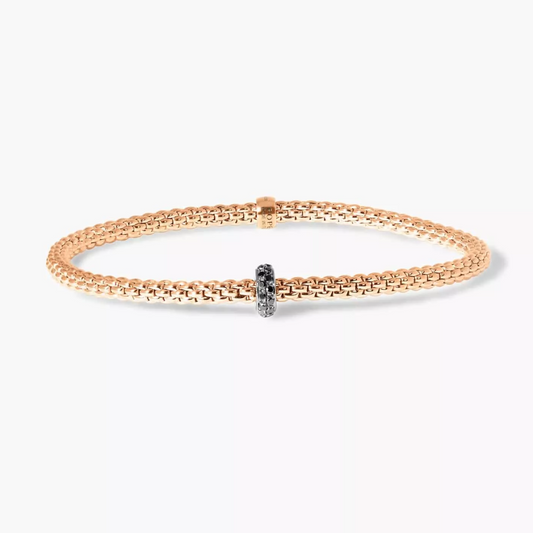 18ct rose & white gold black diamond Fope bracelet
