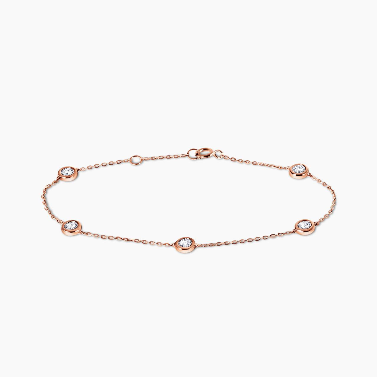18ct rose gold bezel diamond bracelet