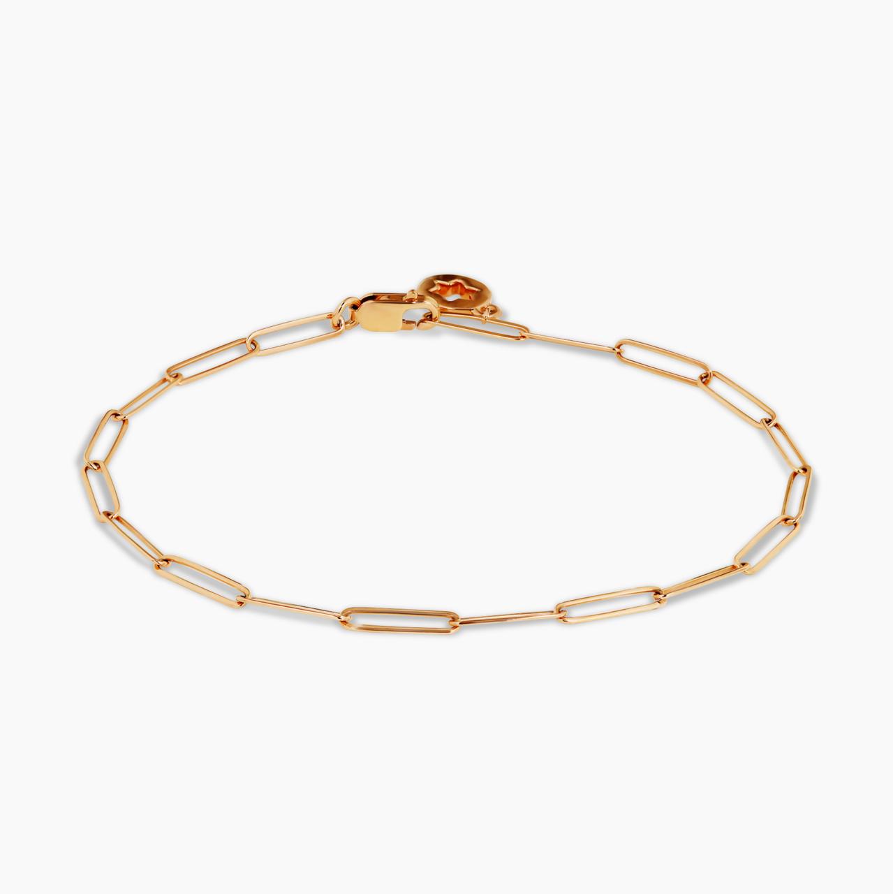 18ct rose gold 19cm paper clip link bracelet