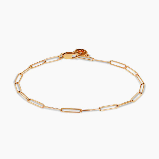 18ct rose gold 19cm paper clip link bracelet
