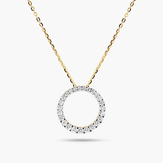 18ct yellow gold diamond circle necklace