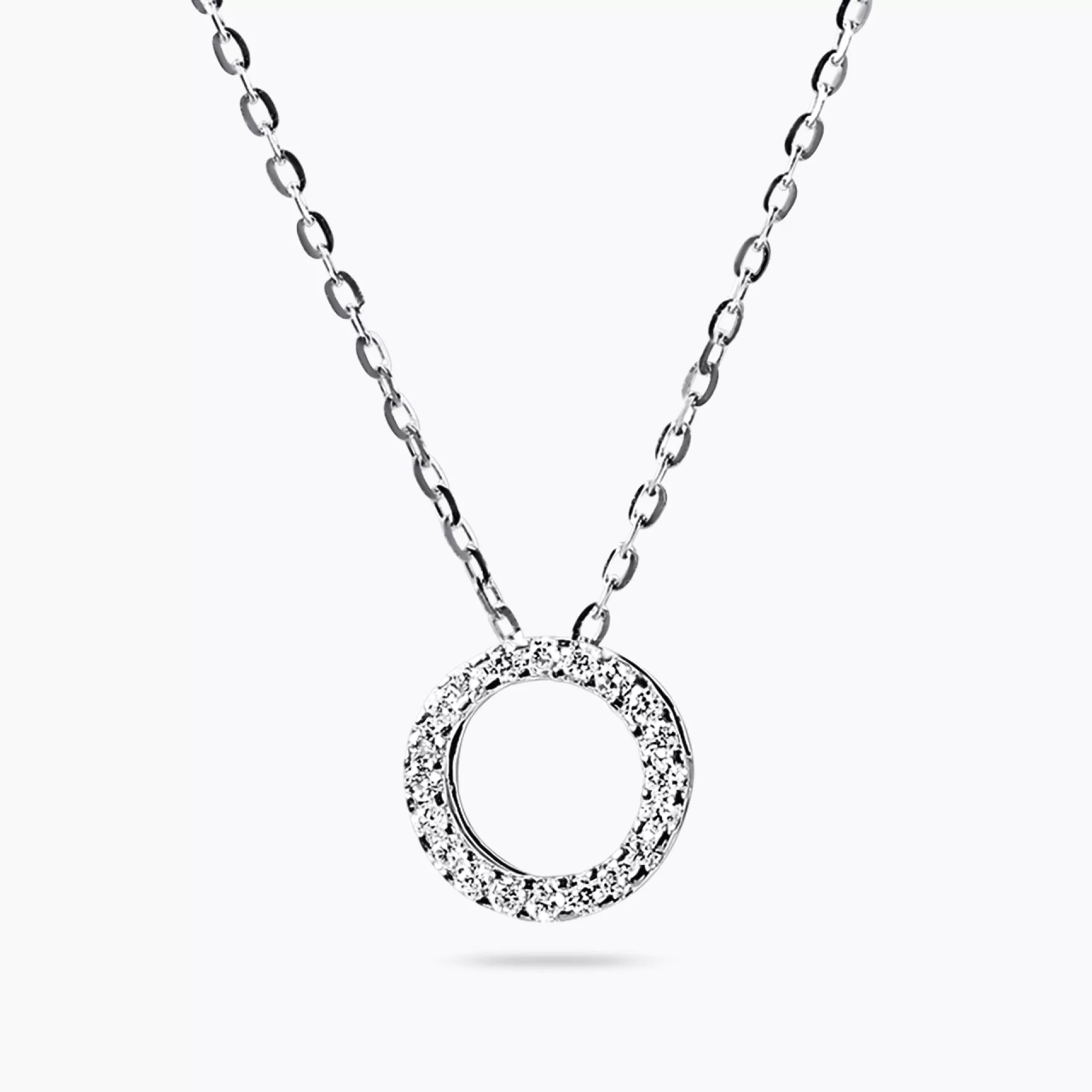 18ct white gold diamond circle necklace. 20=0.11ct round brilliant cut diamonds