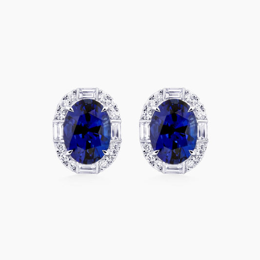 18ct white gold blue Sri Lankan sapphires & diamond earrings from the Hampton Collection