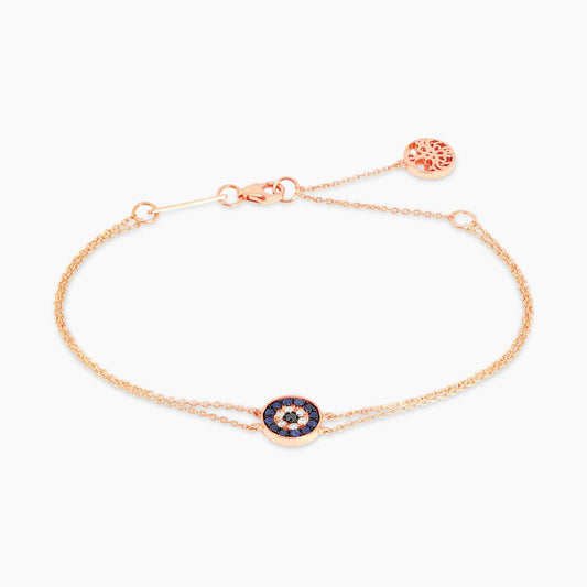 18ct rose gold sapphire and diamond ‘evil eye’ bracelet