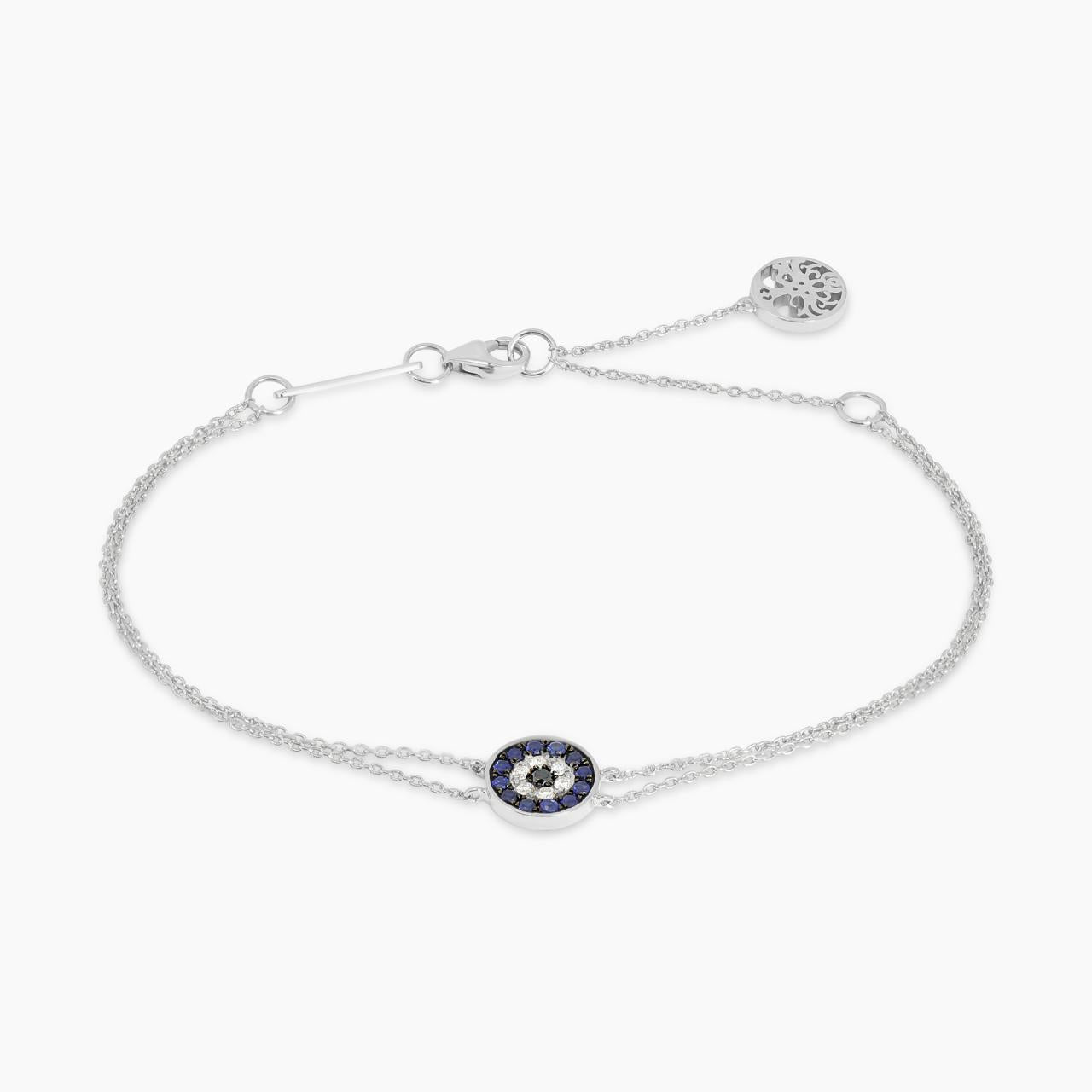 18ct white gold sapphire and diamond evil eye bracelet – House of