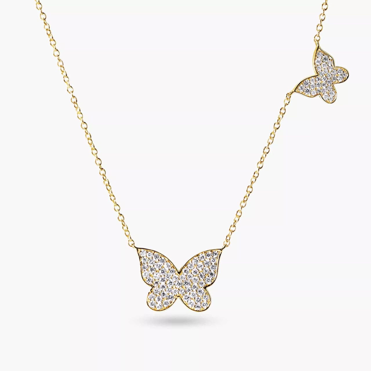 18ct yellow gold diamond butterfly necklace
