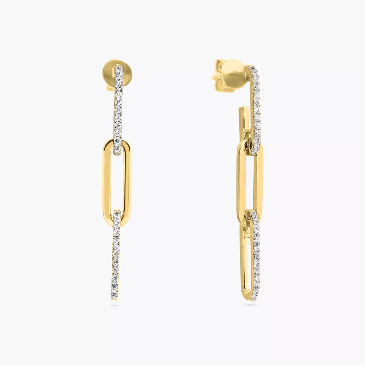 18ct yellow gold 52=0.17ct round brilliant cut diamond drop earrings