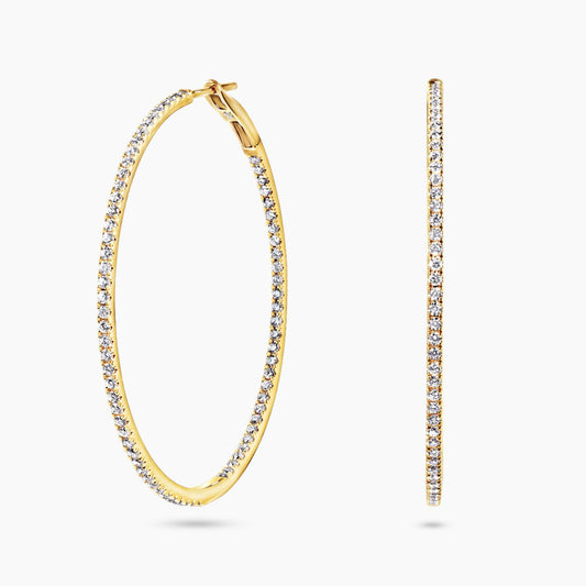 18ct yellow gold round diamond hoop earrings
