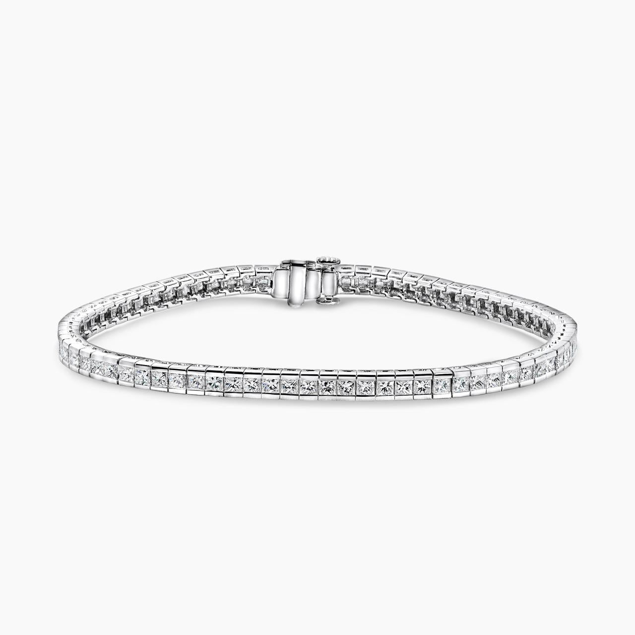 18ct white gold 78 = 4.84ct princess cut diamond tennis bracelet