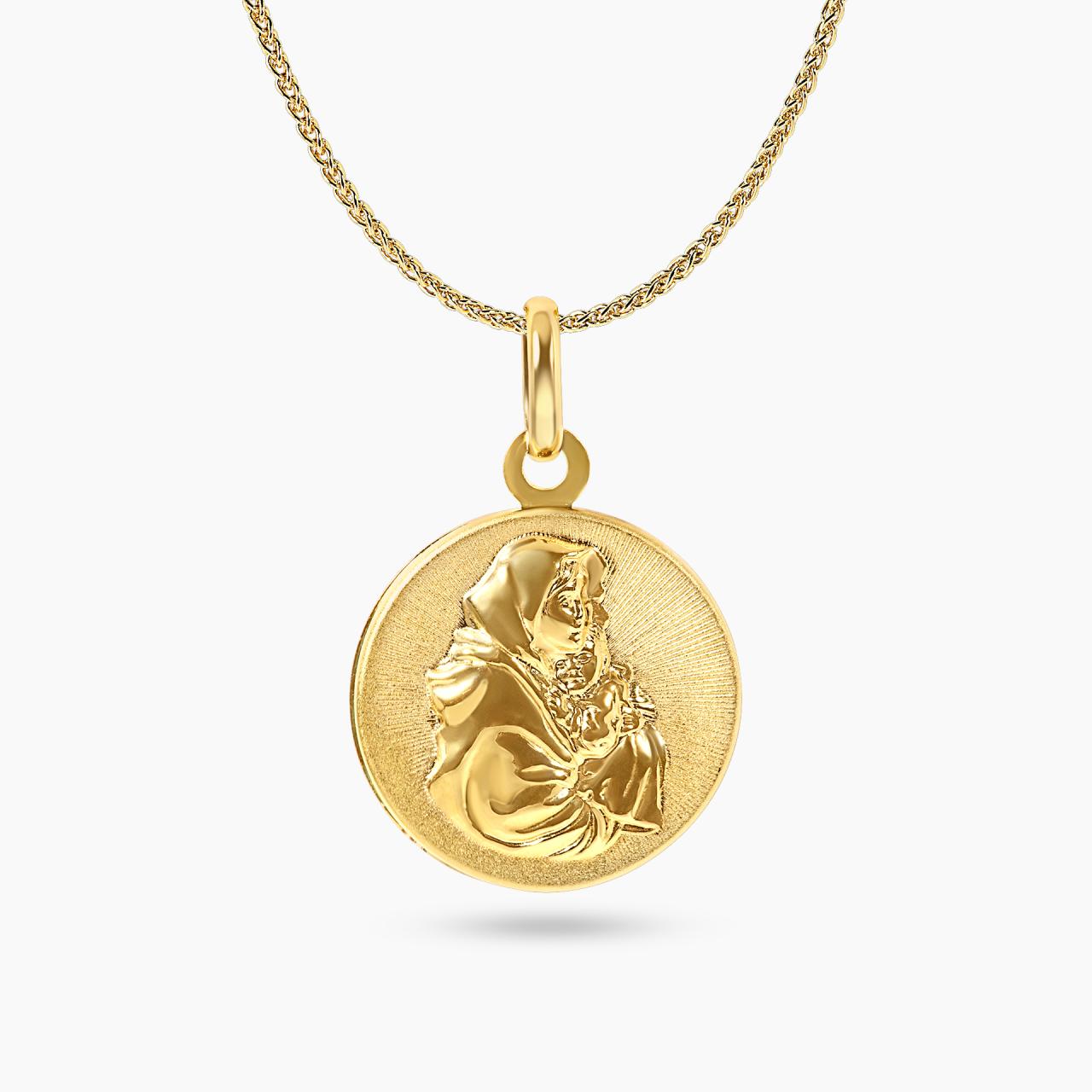 18ct yellow gold "Mother Mary" medal. 18mm on the chain