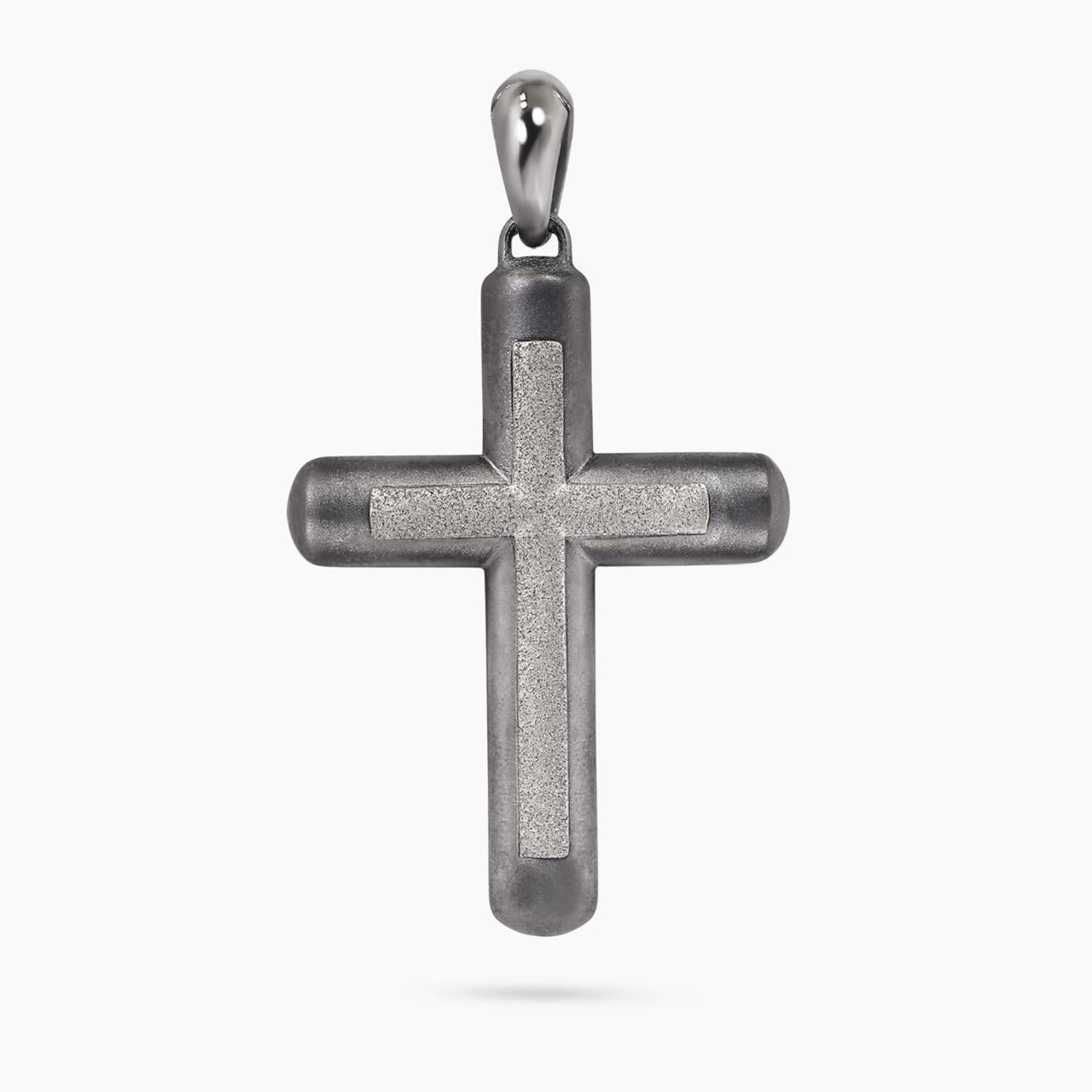 Tantalum & platinum black diamond cross