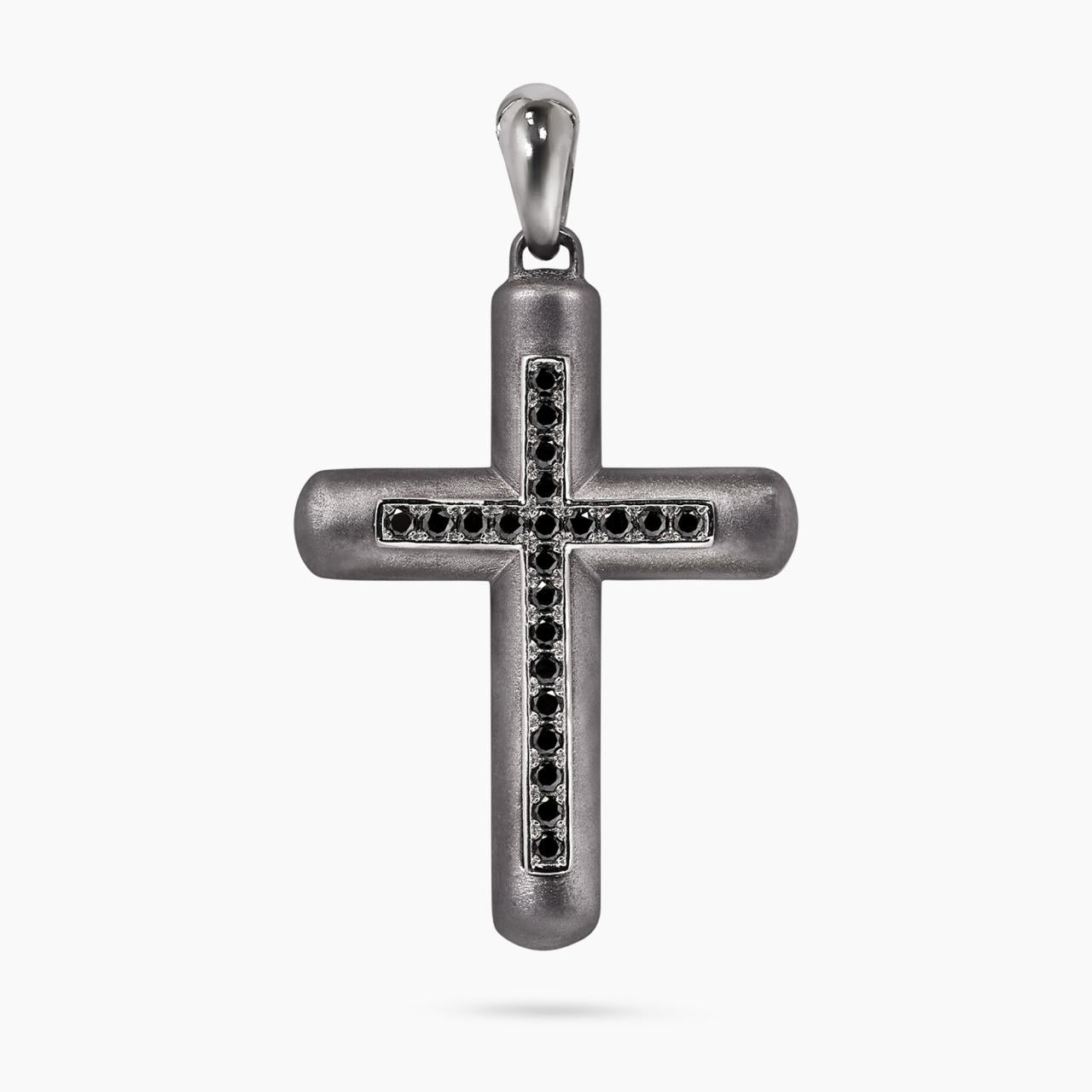 Tantalum & platinum black diamond cross