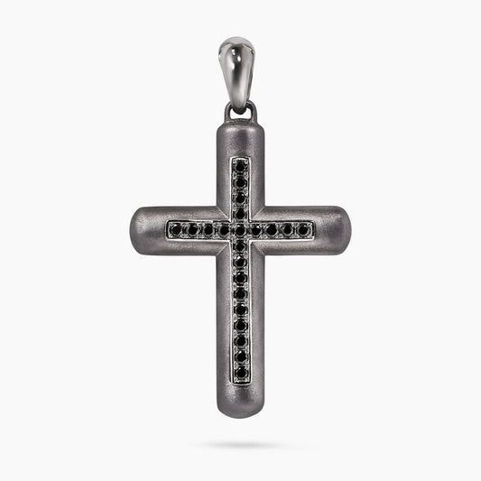 Tantalum & platinum black diamond cross
