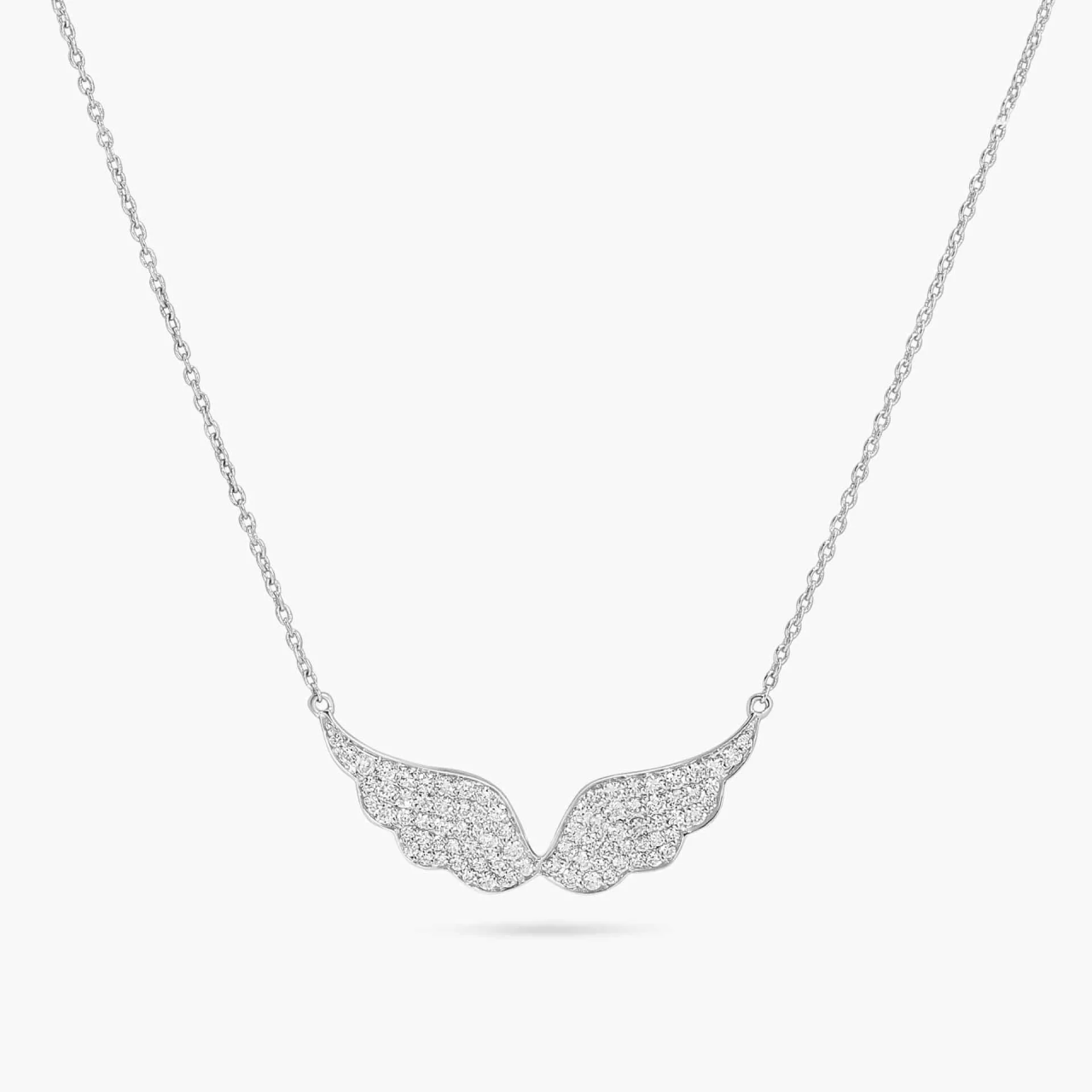 18ct white gold diamond angel wings necklace