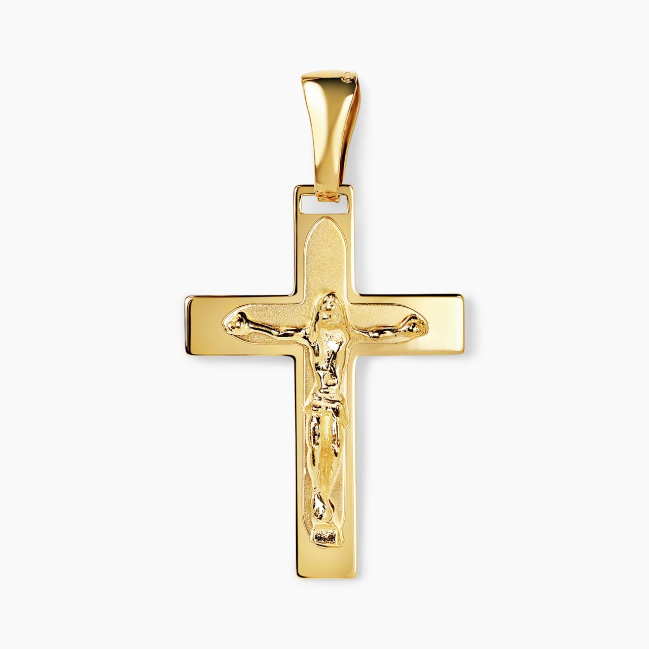 18ct yellow gold solid crucifix pendant
