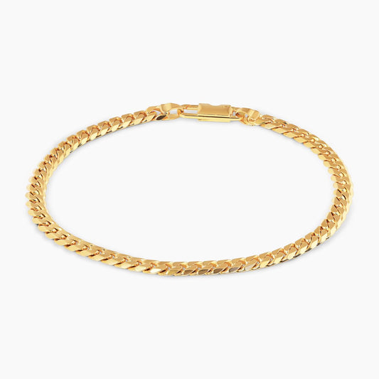 18ct yellow gold 21cm flat curb link bracelet with parrot clasp
