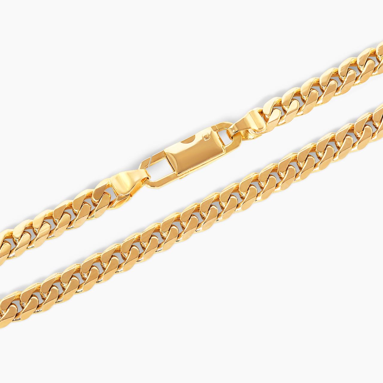 18ct yellow gold 21cm flat curb link bracelet with parrot clasp