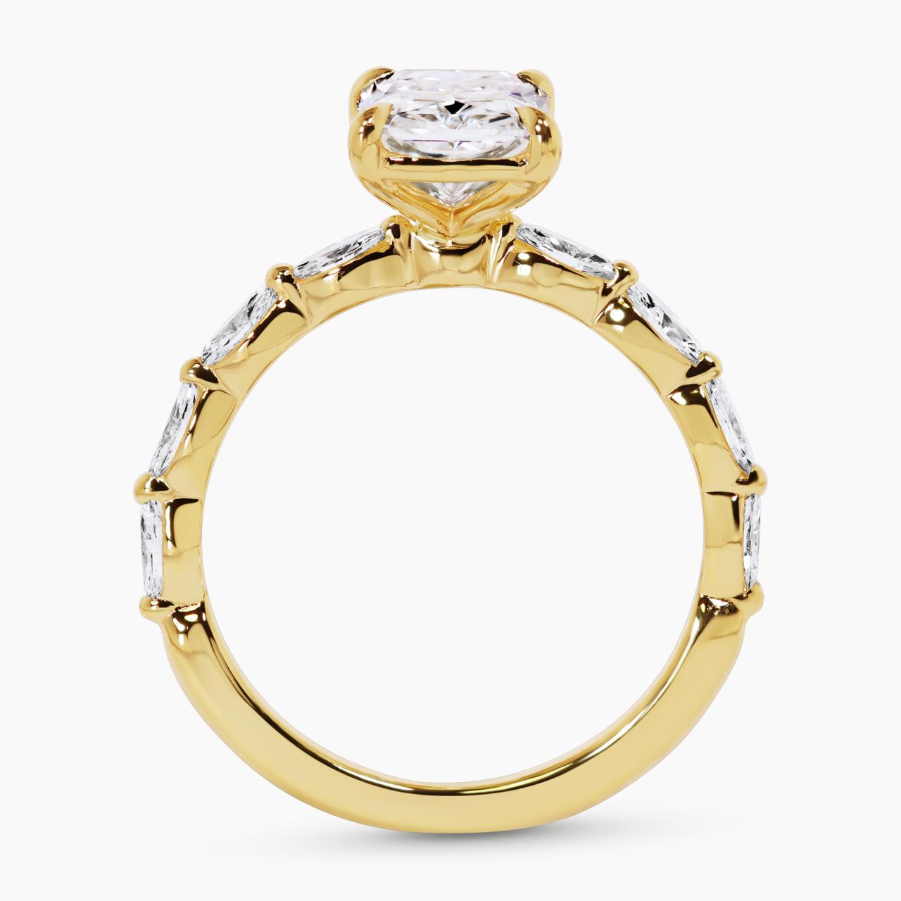 18ct yellow gold 2.11ct E VVS2 Radiant LAB Grown diamond ring