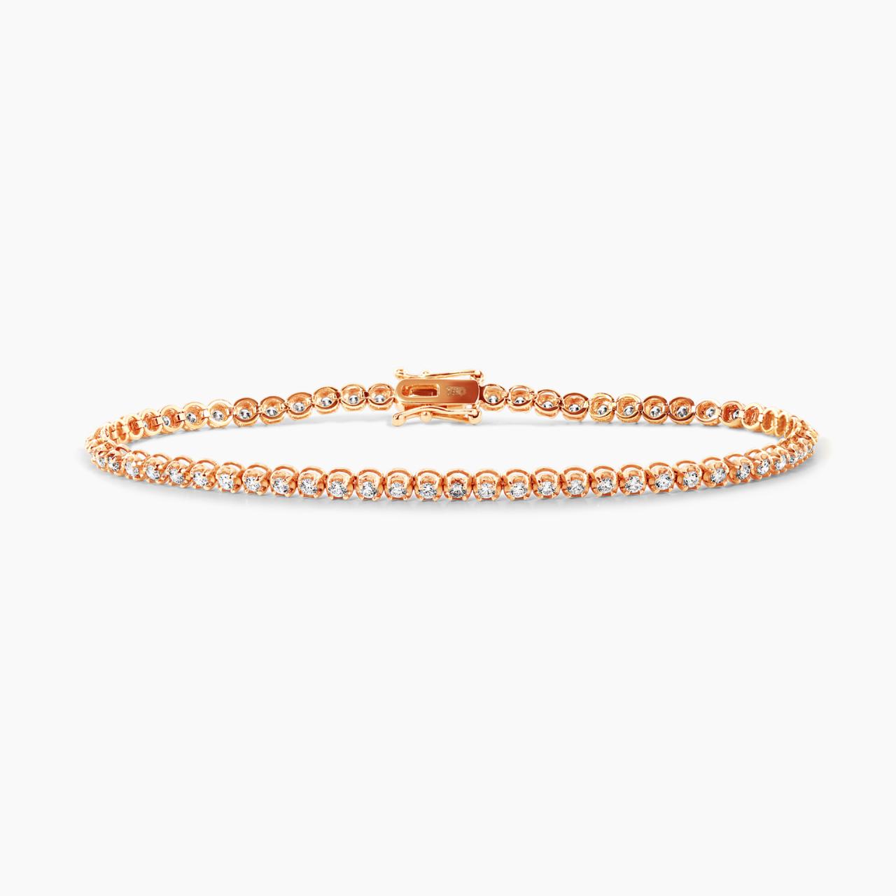 18ct rose gold 62=1.30ct round brilliant cut diamond tennis bracelet