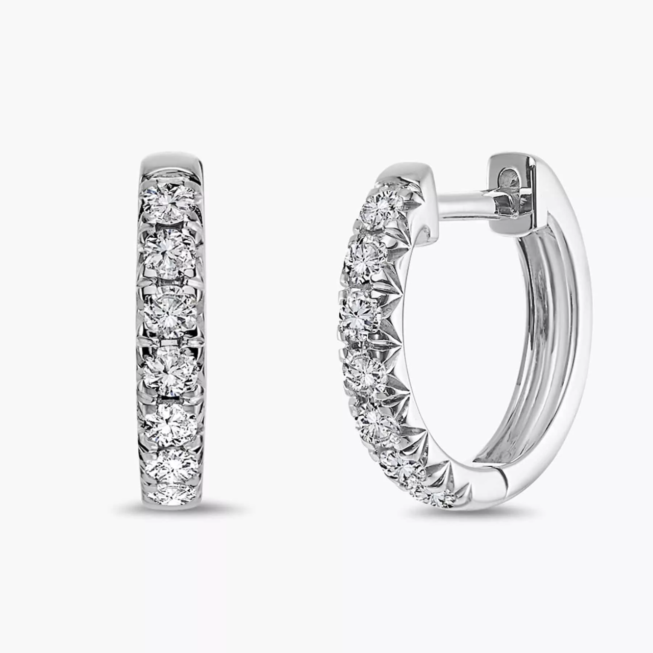 18ct white gold 14=0.32ct diamond claw set small hoop earrings