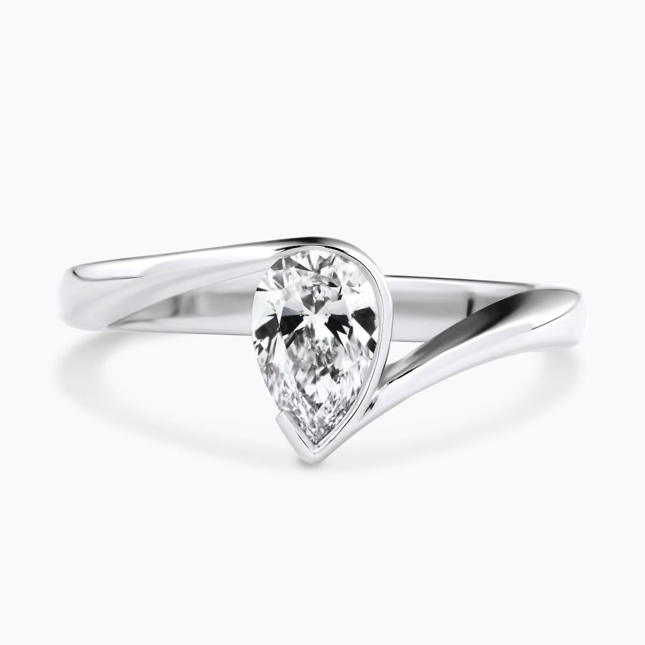 18ct white gold 0.73ct LAB Grown pear shaped diamond solitaire ring