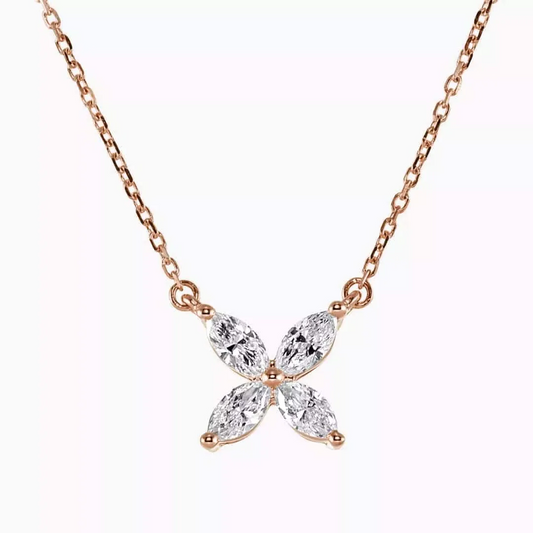 18ct rose gold marquise diamond necklace